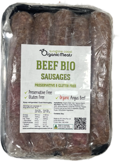 Organic Bio Beef Sausages - 6 Pack - Preservative and Gluten Free -
