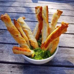 Anchovy Twists with Salsa Verde