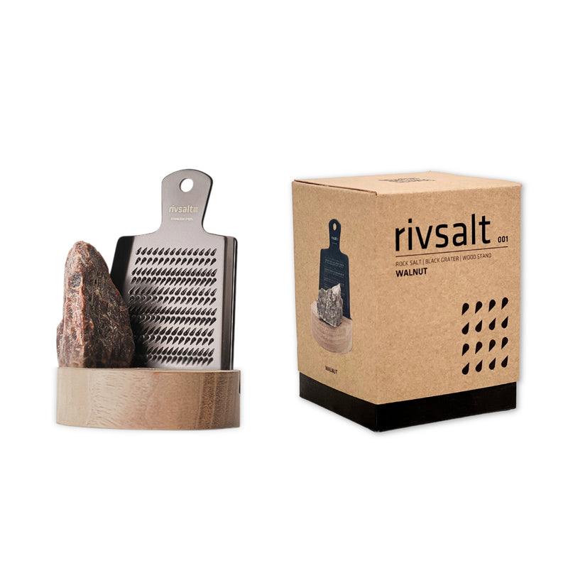 Rivsalt– Rock Salt Grater with Walnut Stand